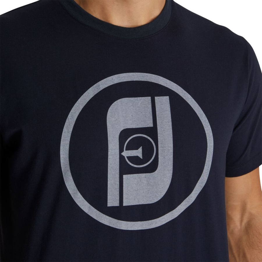 Fj Heritage Grafisk T-shirt Forrige Sæson Stil Marineblå Footjoy Danmark