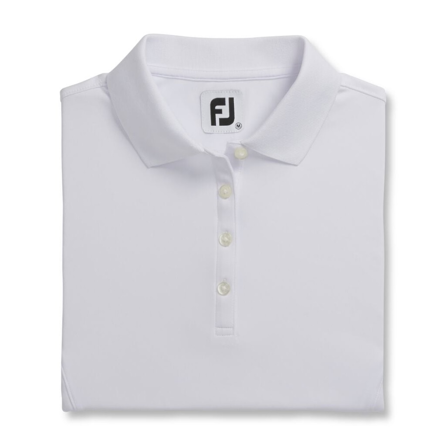 Footjoy Danmark Prodry Interlock Skjorte Strik Krave Kvinder Hvid