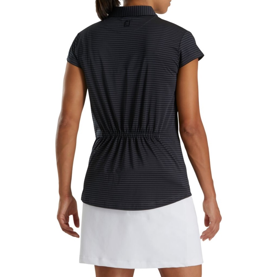 Kasketærmet Tonal Stribe Kvinder Forrige Sæson Stil Footjoy Danmark Sort