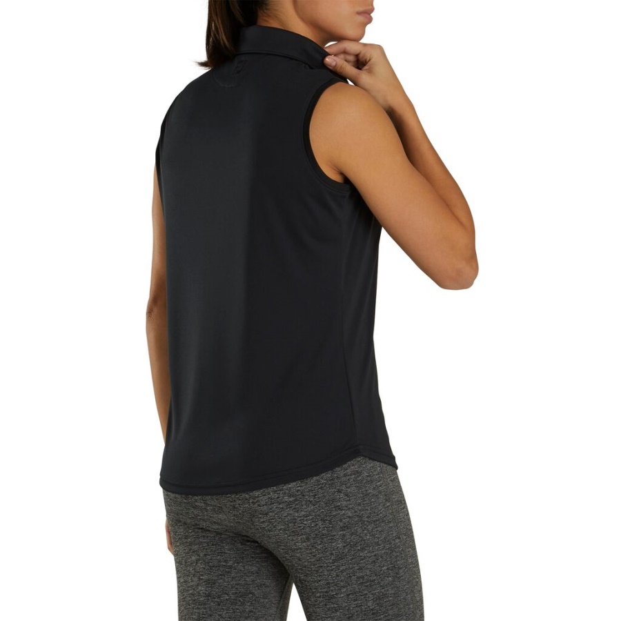 Prodry Interlock ærmeløs Skjorte Self Krave Kvinder Footjoy Danmark Sort