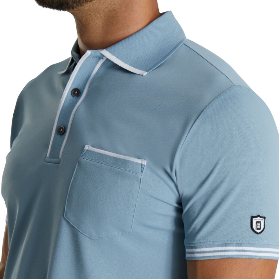 Footjoy Danmark Blå Tippet Pique Polo