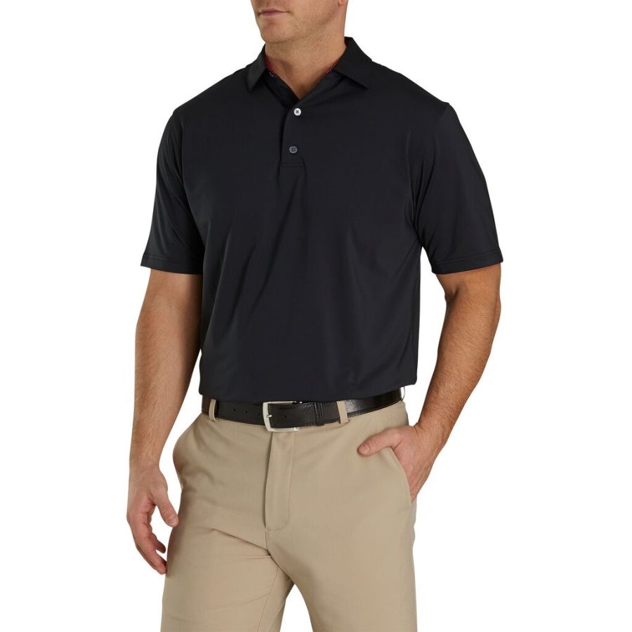 Footjoy Danmark Sort Solid Lisle Self Krave