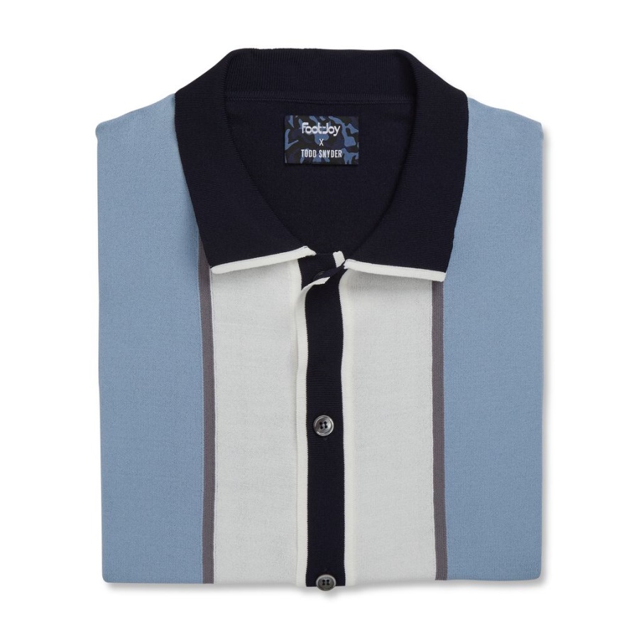 Hvid Sweater Strik Stribe Polo Footjoy Danmark