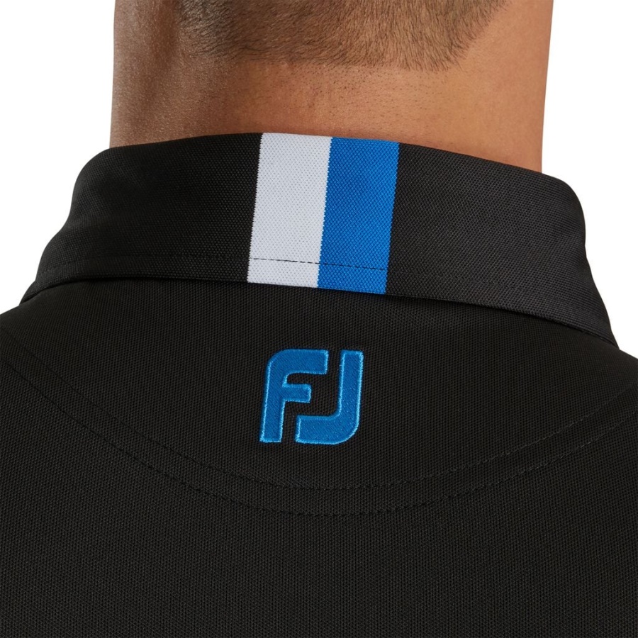 Sort Footjoy Danmark Dobbelt Brystbånd Pique Forrige Sæson Stil