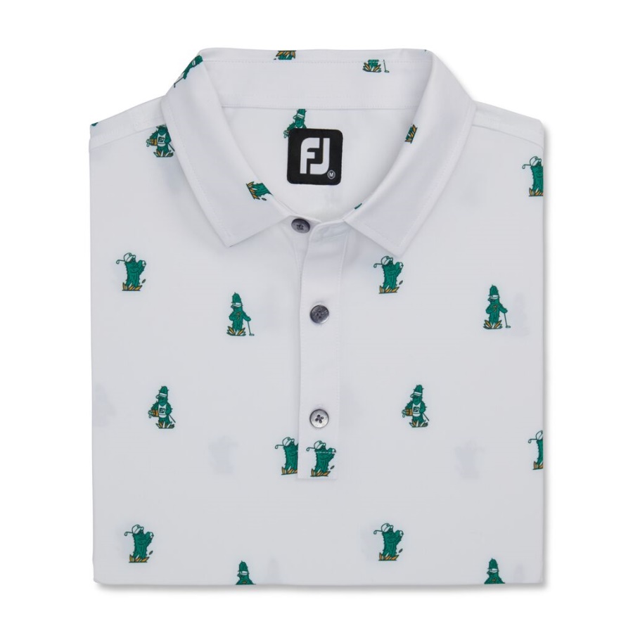Cactus Print Lisle Self Collar Footjoy Danmark Hvid