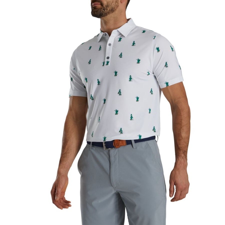Cactus Print Lisle Self Collar Footjoy Danmark Hvid
