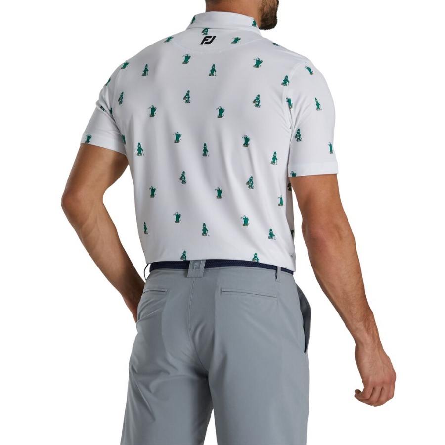 Cactus Print Lisle Self Collar Footjoy Danmark Hvid