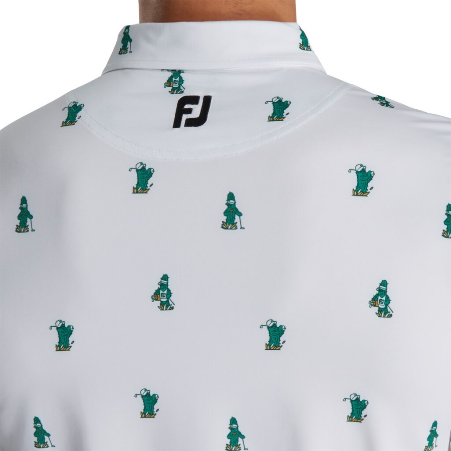 Cactus Print Lisle Self Collar Footjoy Danmark Hvid