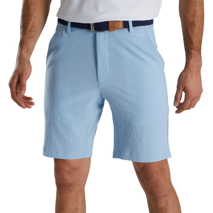 Footjoy Danmark Seersucker Shorts 10 Inseam Forrige Sæson Stil Blå