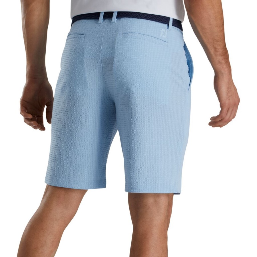 Footjoy Danmark Seersucker Shorts 10 Inseam Forrige Sæson Stil Blå
