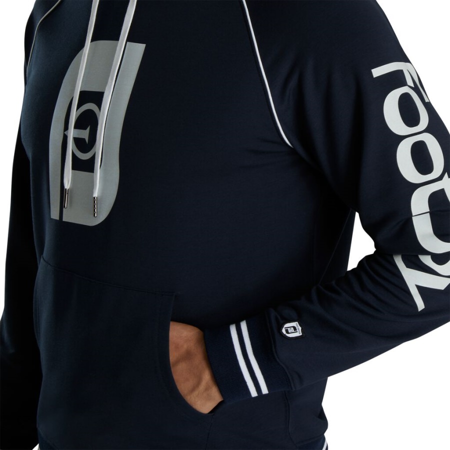 Fransk Frotté Raglan Hættetrøje Footjoy Danmark Navy
