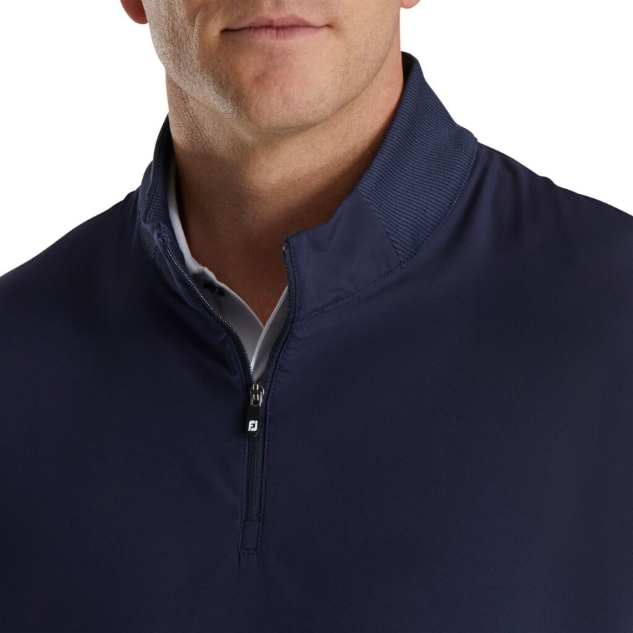 Marineblå Footjoy Danmark Stretch Vævet Vest Strik Accenter Tidligere Sæson Stil