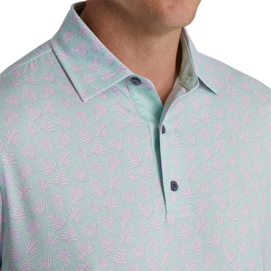 Footjoy Danmark Sage Shadow Palm Print Lisle Self Krave Tidligere Sæson Stil