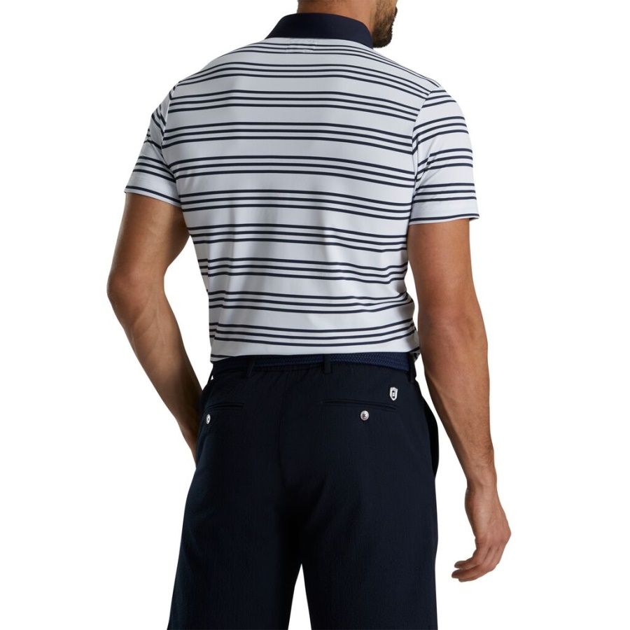 Pique Stribe Polo Footjoy Danmark Hvid