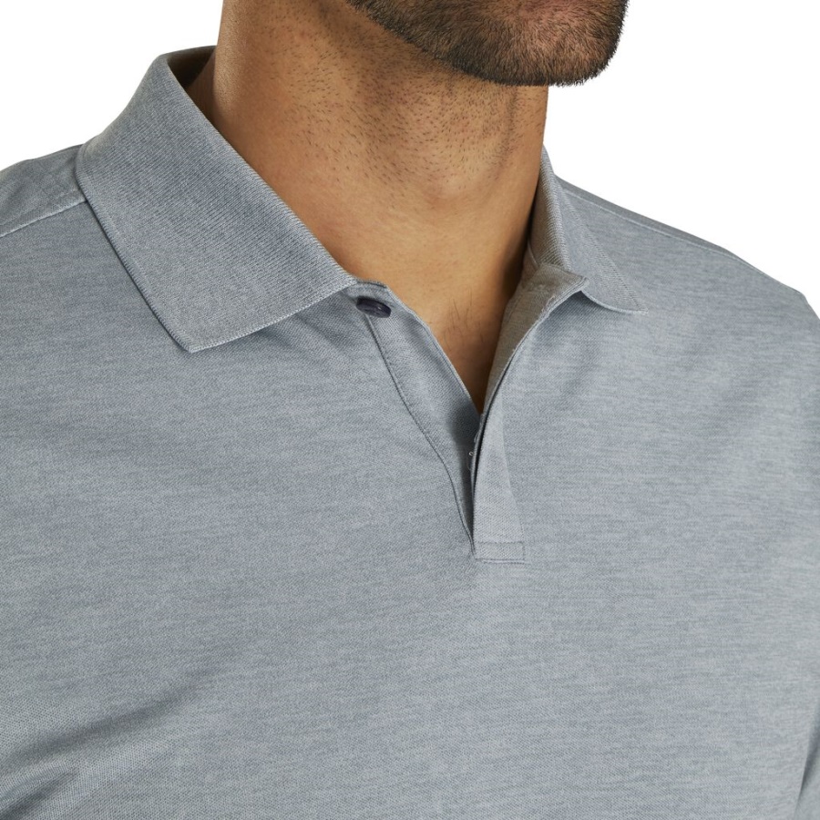 Grå Footjoy Danmark Atletisk Pasform Pique Blokærmet Strik Krave Tidligere Sæson Stil