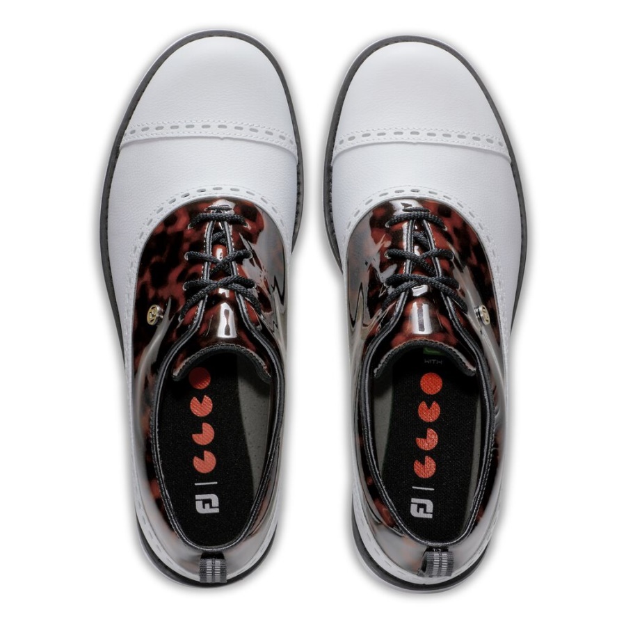 Tortoiseshell Premiere Series Cap Toe Kvinder Hvid Footjoy Danmark
