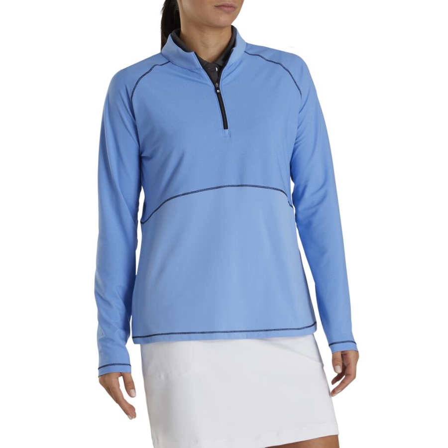 Footjoy Danmark Mix Jersey Rib Kvart Lynlås Kvinder Forrige Sæson Stil Blå