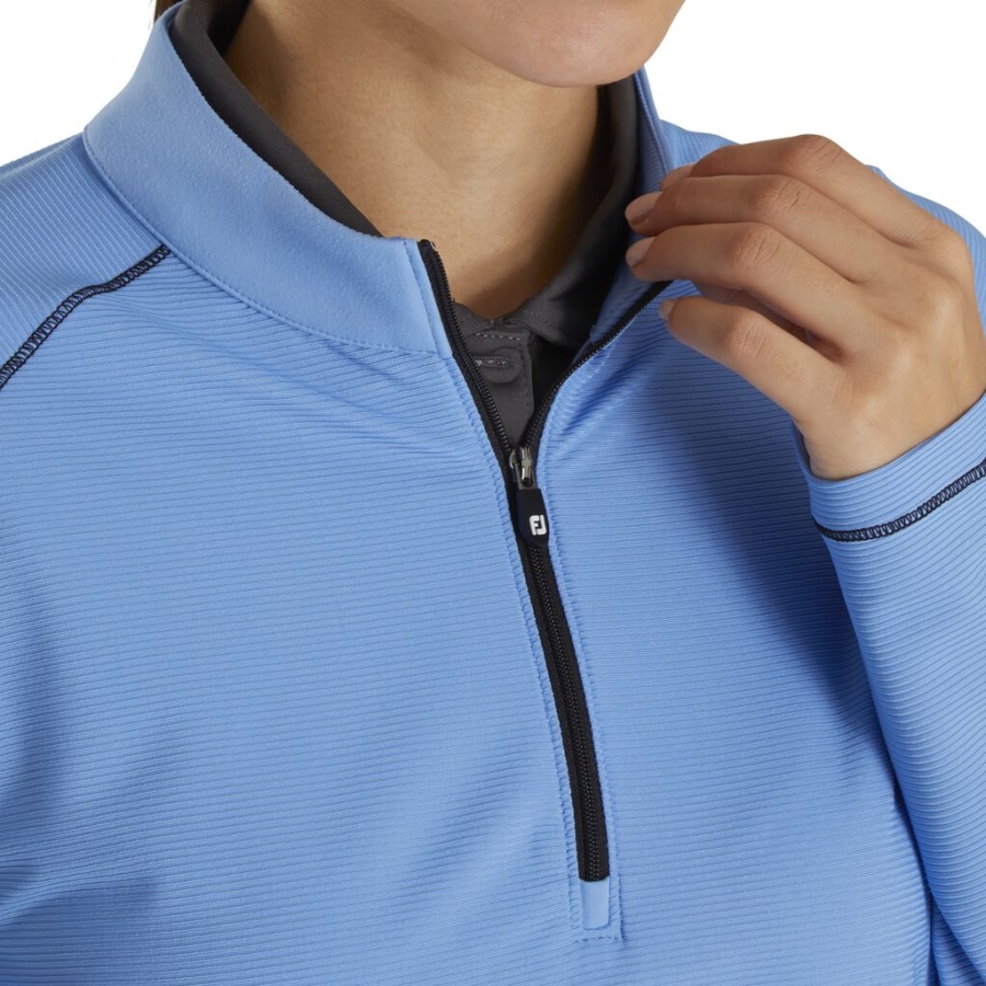 Footjoy Danmark Mix Jersey Rib Kvart Lynlås Kvinder Forrige Sæson Stil Blå