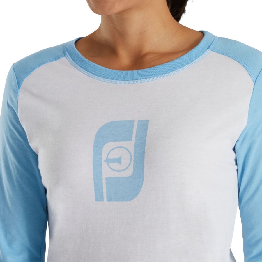 Hvid Footjoy Danmark Fj Arv Grafisk Baseball Tee Kvinder Forrige Sæson Stil