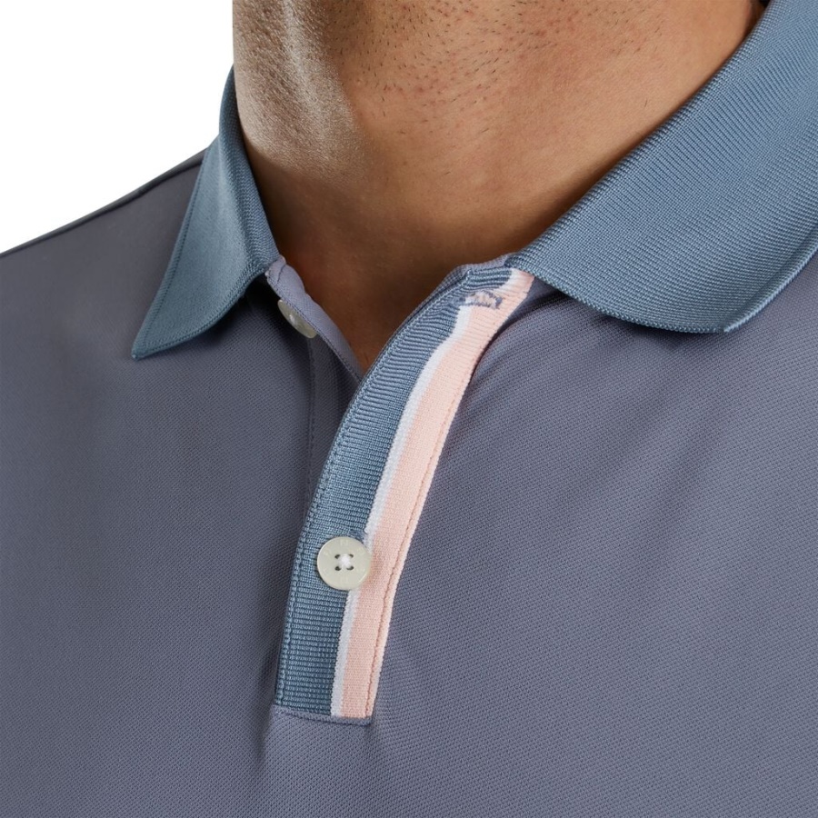 Pink Solid Stretch Pique Med Stribet Stolpe Strik Krave Tidligere Sæson Stil Footjoy Danmark