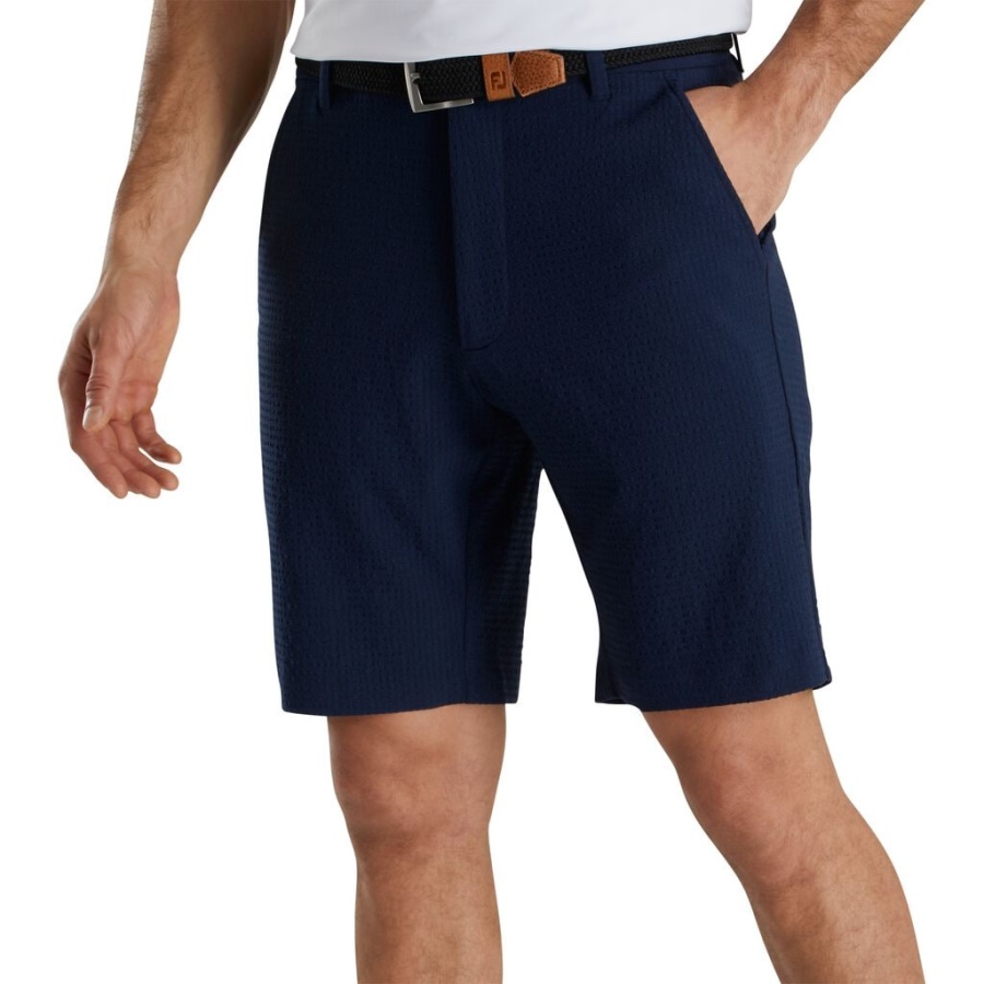 Seersucker Shorts 10 Inseam Forrige Sæson Stil Marineblå Footjoy Danmark