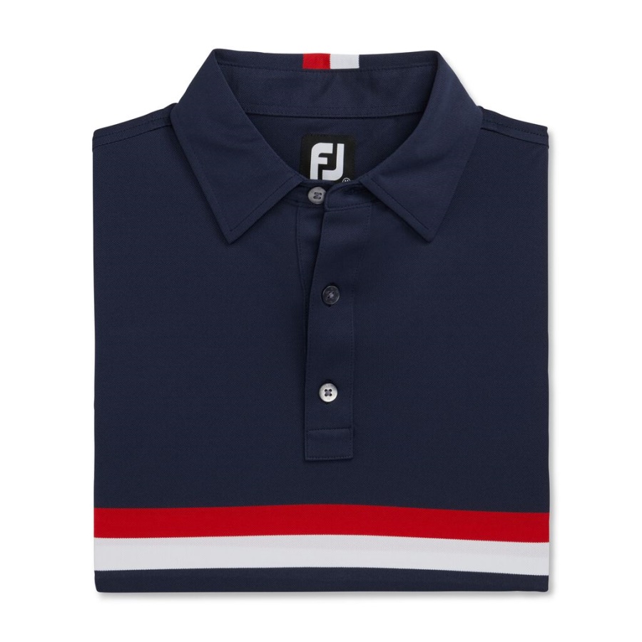 Footjoy Danmark Dobbelt Brystbånd Pique Forrige Sæson Stil Navy