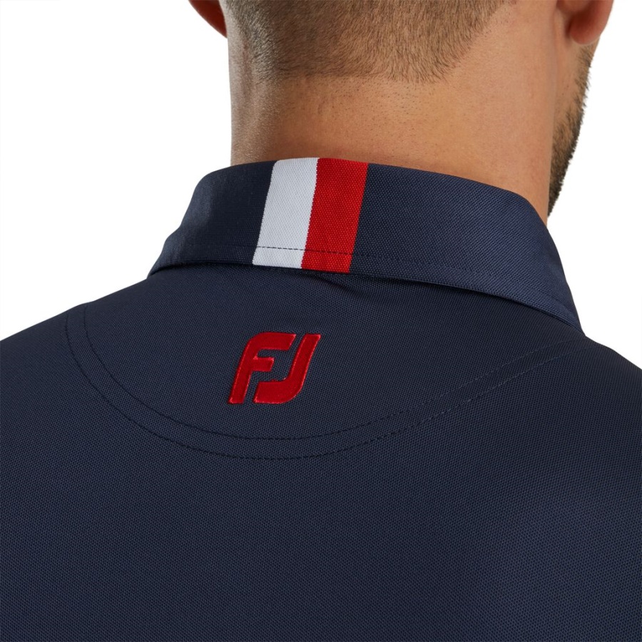 Footjoy Danmark Dobbelt Brystbånd Pique Forrige Sæson Stil Navy