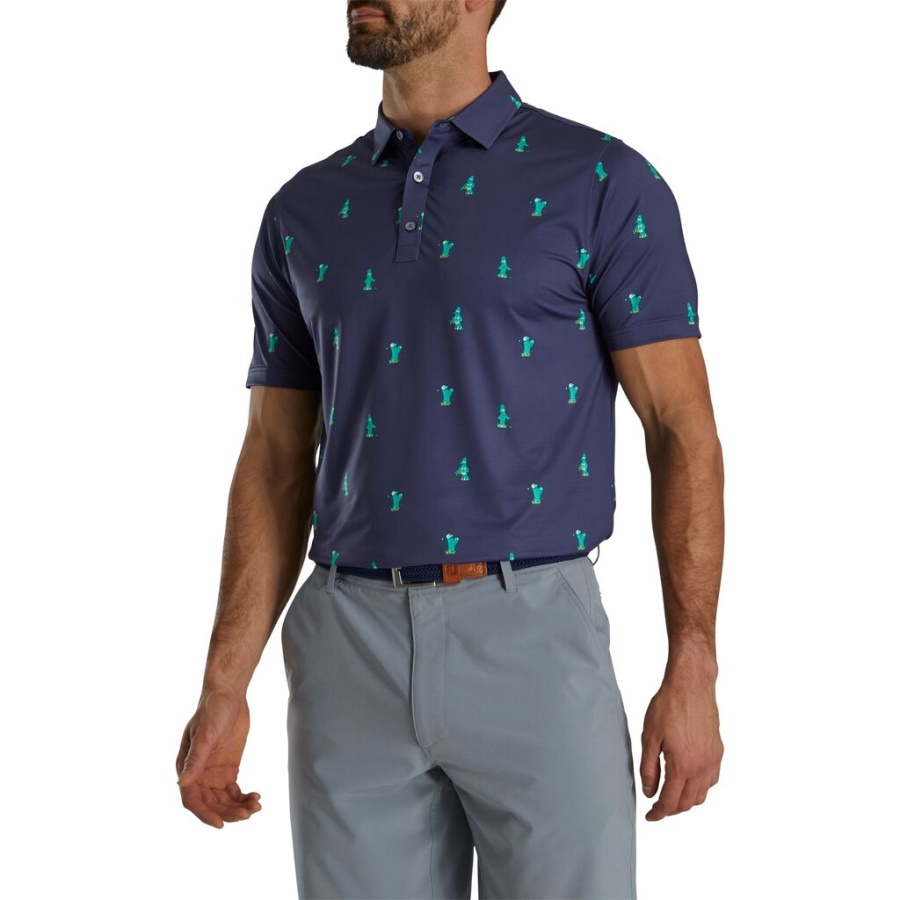 Marineblå Kaktus Print Lisle Self Krave Footjoy Danmark