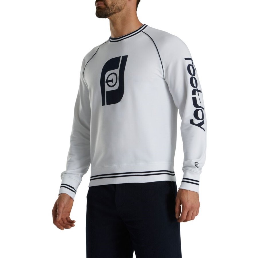 Fransk Frotté Raglan Crewneck Hvid Footjoy Danmark