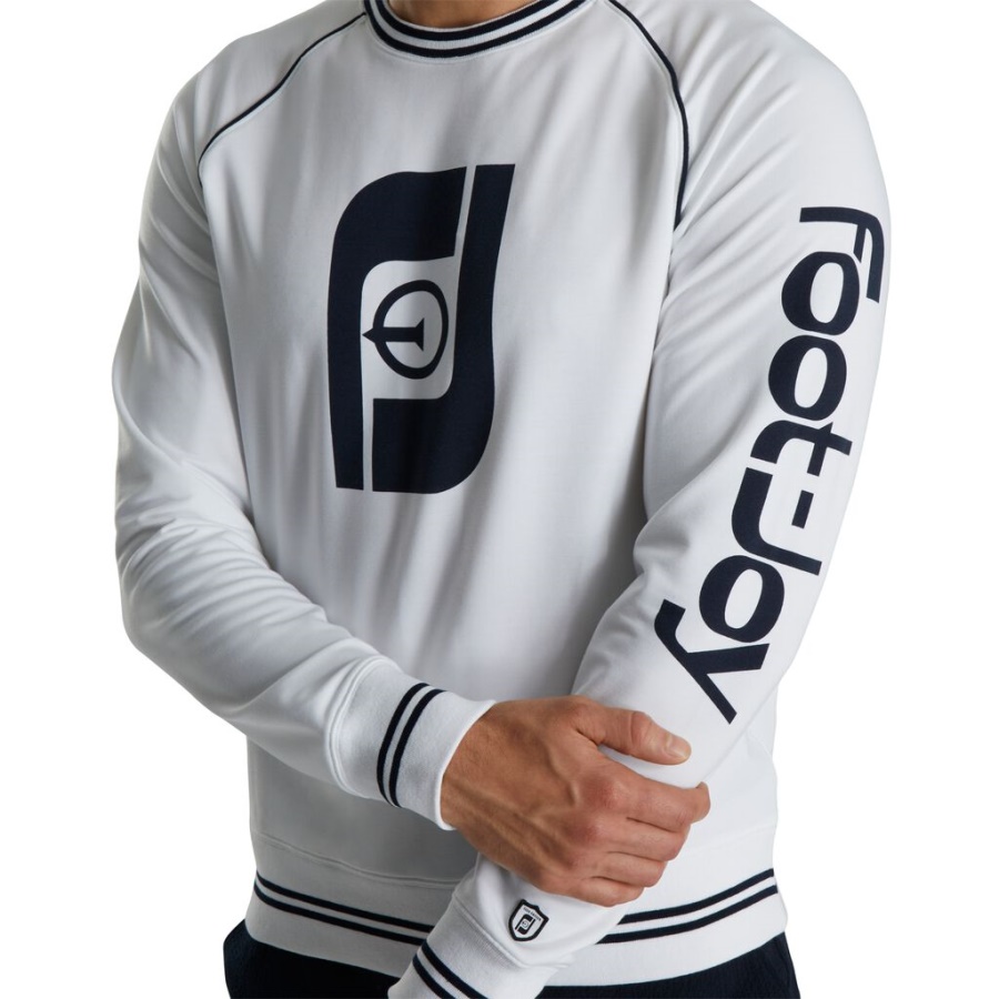 Fransk Frotté Raglan Crewneck Hvid Footjoy Danmark