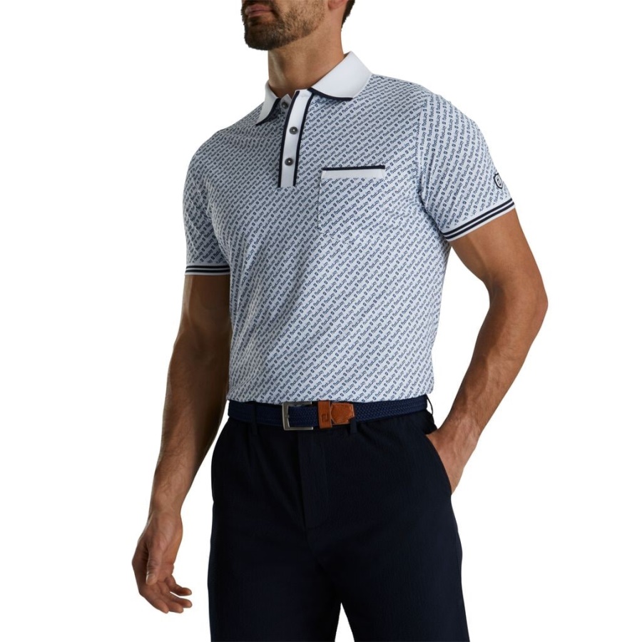 Hvid Footjoy Danmark Pique Fj Print Polo
