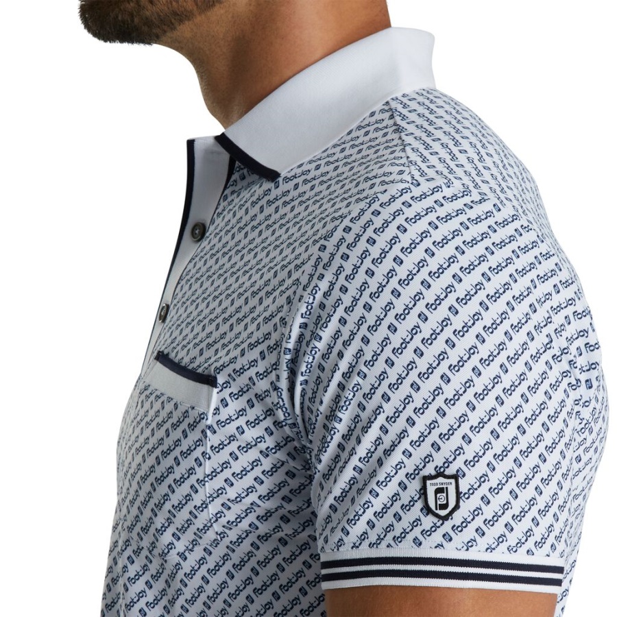Hvid Footjoy Danmark Pique Fj Print Polo