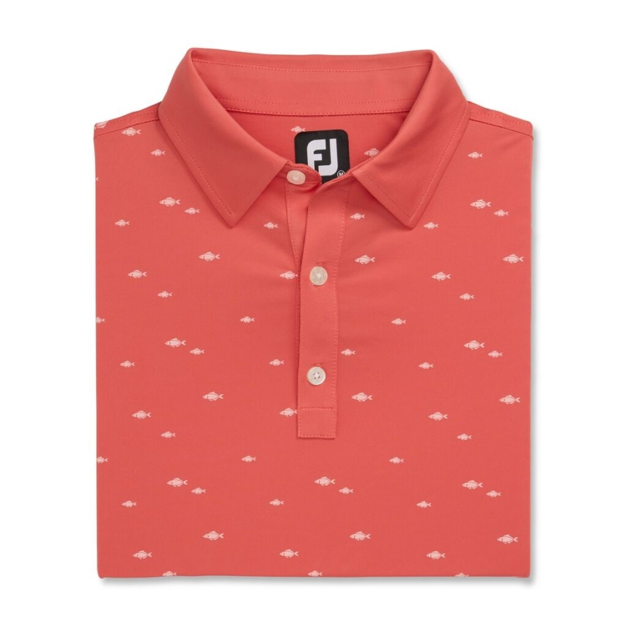 Coral Footjoy Danmark School Of Fish Print Lisle Self Krave Tidligere Sæson Stil