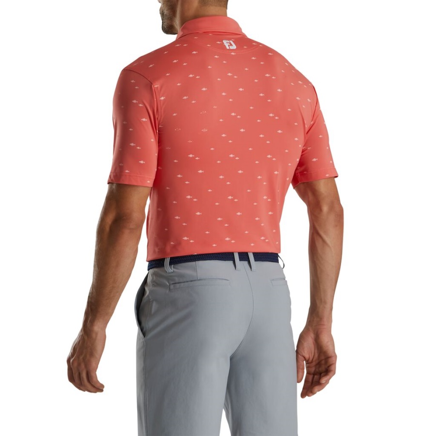 Coral Footjoy Danmark School Of Fish Print Lisle Self Krave Tidligere Sæson Stil