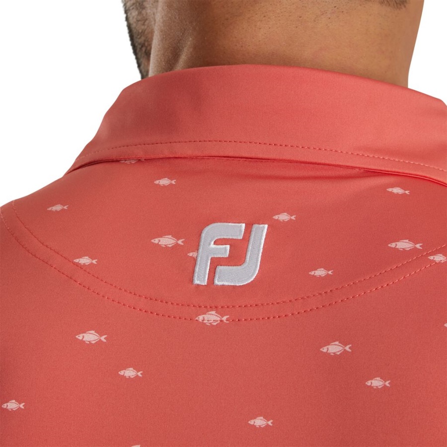 Coral Footjoy Danmark School Of Fish Print Lisle Self Krave Tidligere Sæson Stil