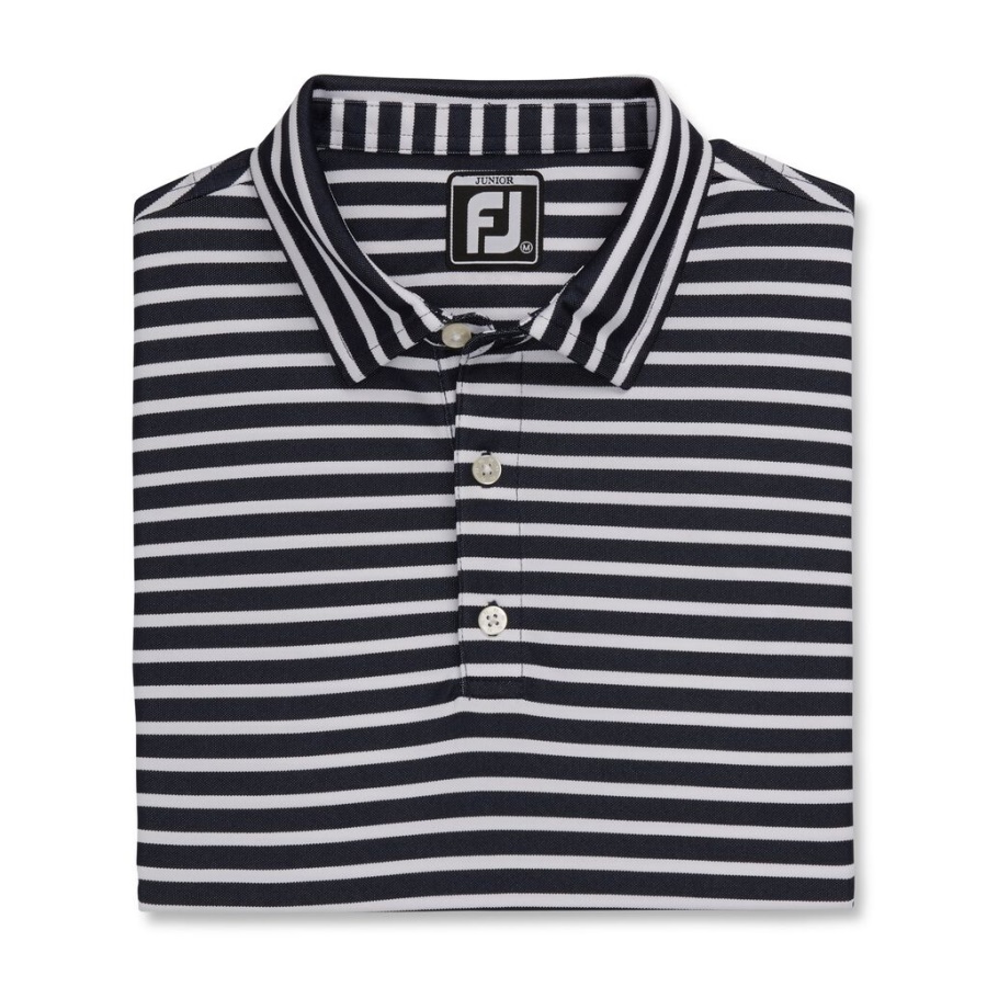 Stribet Pique Self Krave Junior Footjoy Danmark Navy
