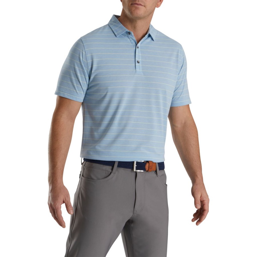 Blå Atletisk Pasform åben Stribet Jersey Selvkrave Footjoy Danmark