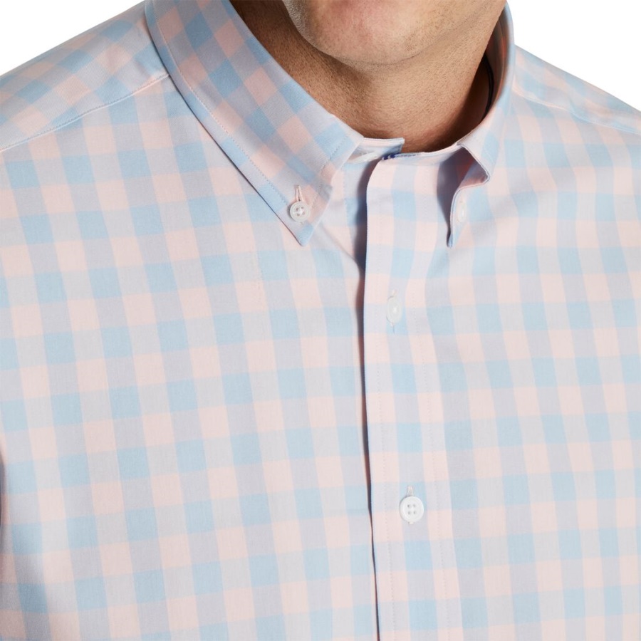 Gingham Stretch Bomuld Tidligere Sæson Stil Footjoy Danmark Pink