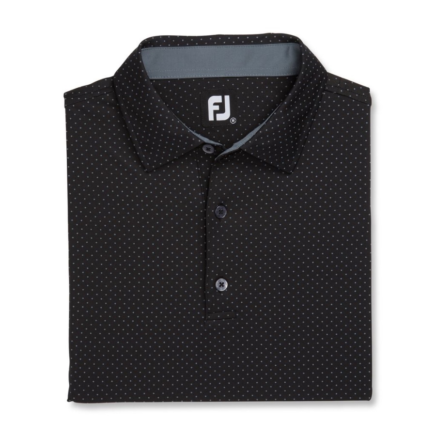 Stretch Lisle Prik Print Selvkrave Sort Footjoy Danmark