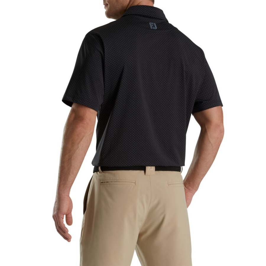 Stretch Lisle Prik Print Selvkrave Sort Footjoy Danmark