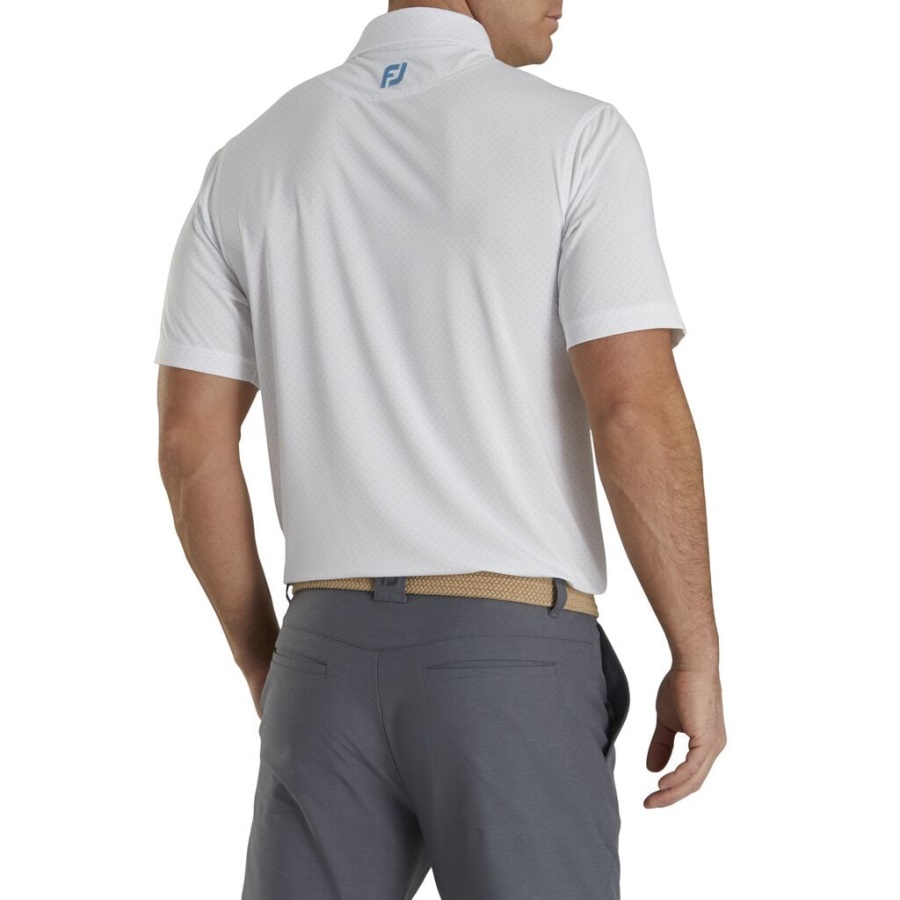 Stretch Lisle Prik Print Selvkrave Footjoy Danmark Hvid