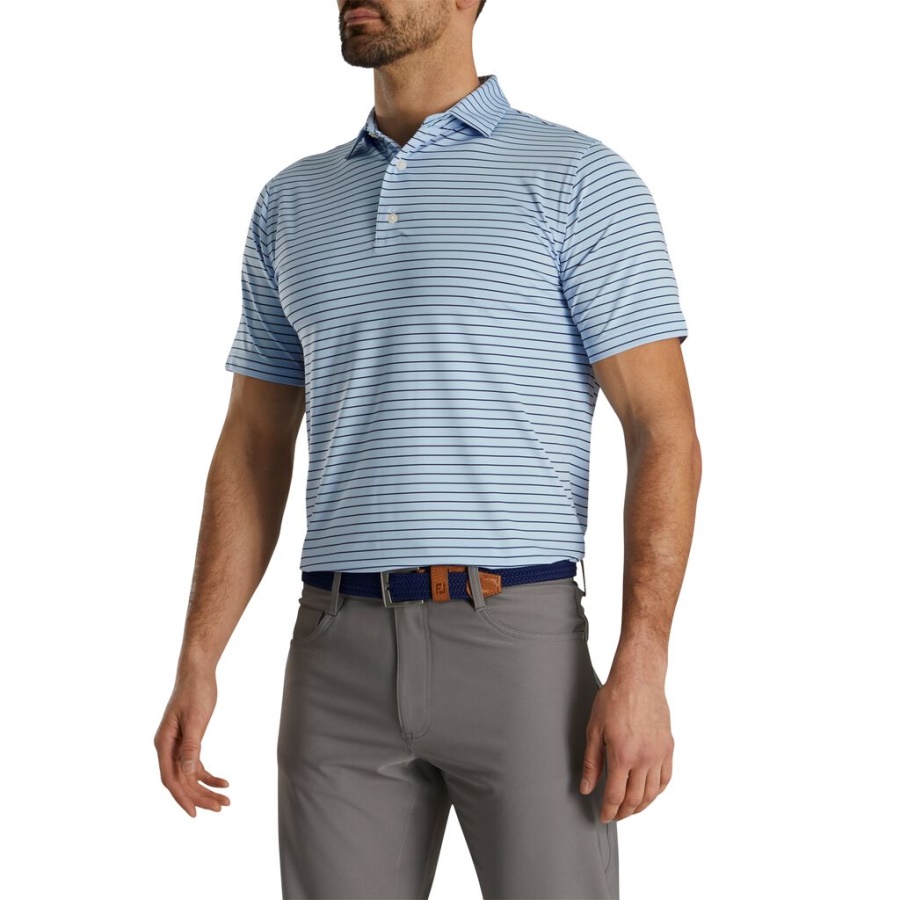 Atletisk Pasform Klassisk Stribet Selvkrave Footjoy Danmark Sky