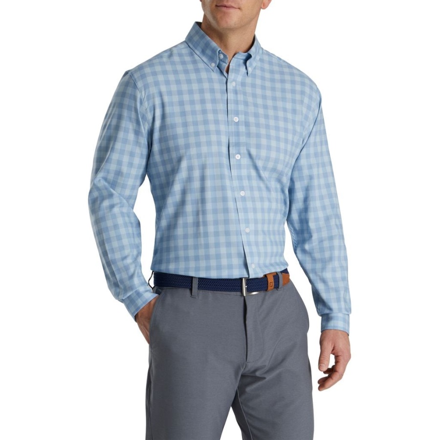 Gingham Stretch Bomuld Tidligere Sæson Stil Mist Footjoy Danmark