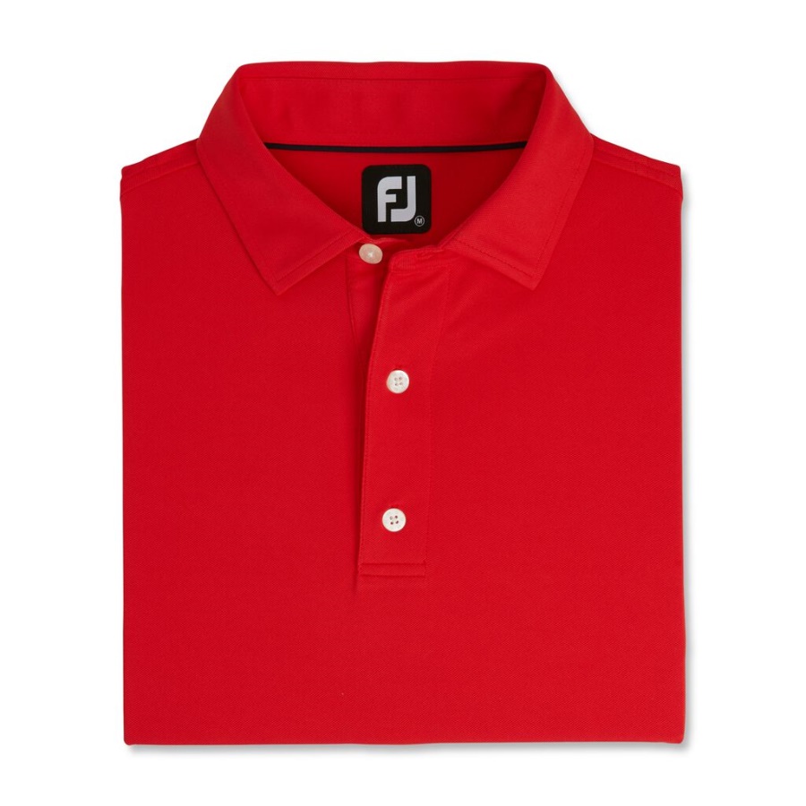 Footjoy Danmark Red Performance Stretch Pique Solid Self Krave