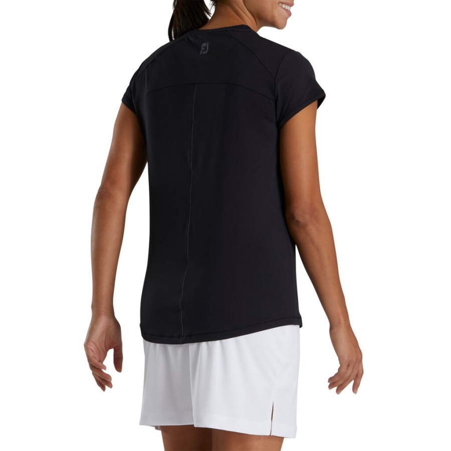 Kortærmet Rund Hals Kvinder Sort Footjoy Danmark