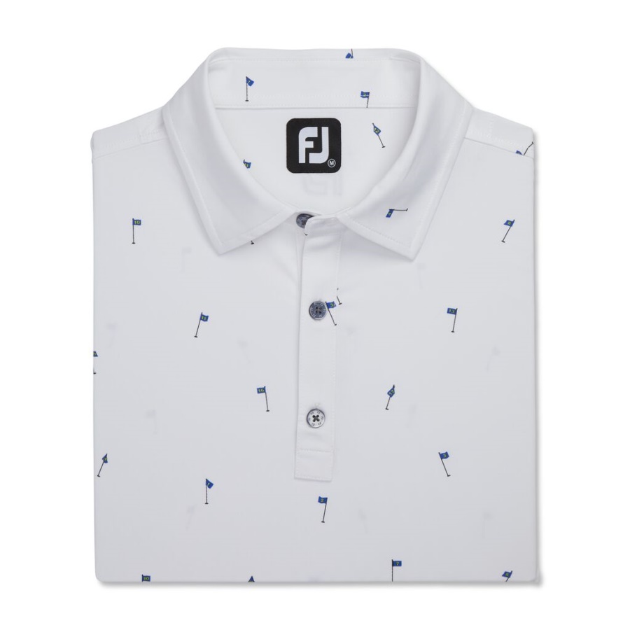 Hvid 18 Hullers Print Lisle Self Collar Footjoy Danmark