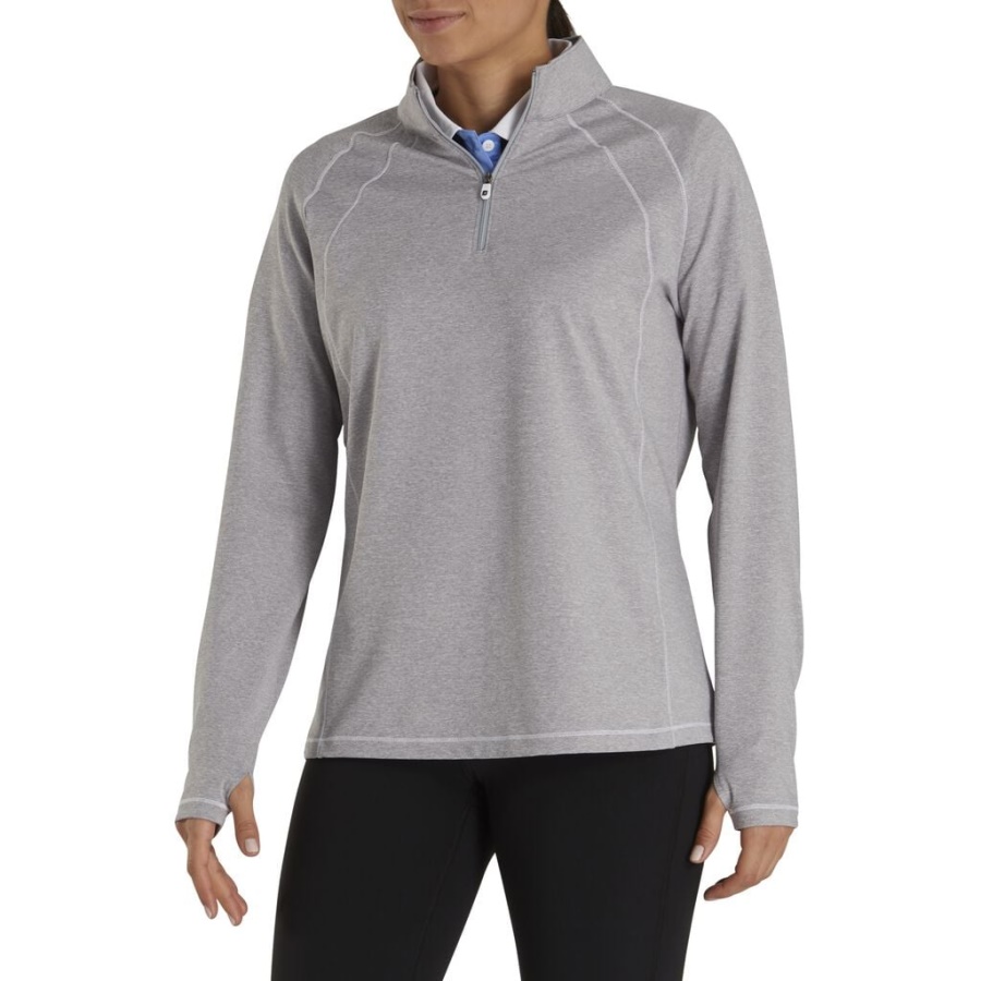 Footjoy Danmark Grå Jersey Strik Kvart Lynlås Mellemlag Kvinder Forrige Sæson Stil