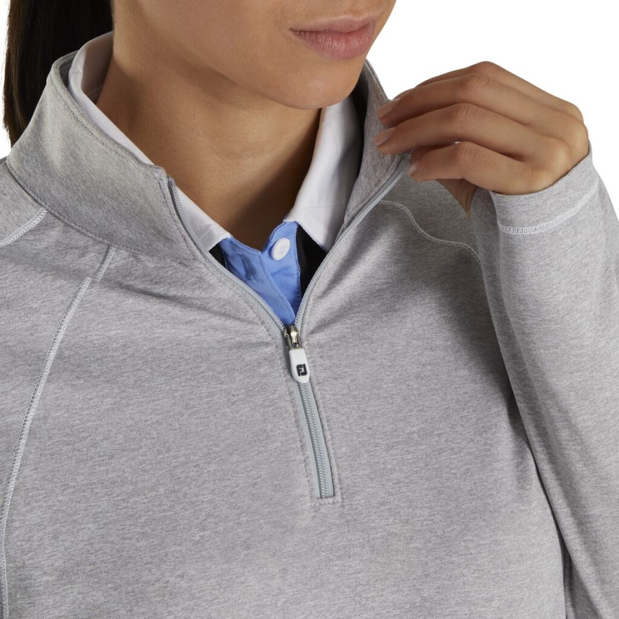 Footjoy Danmark Grå Jersey Strik Kvart Lynlås Mellemlag Kvinder Forrige Sæson Stil