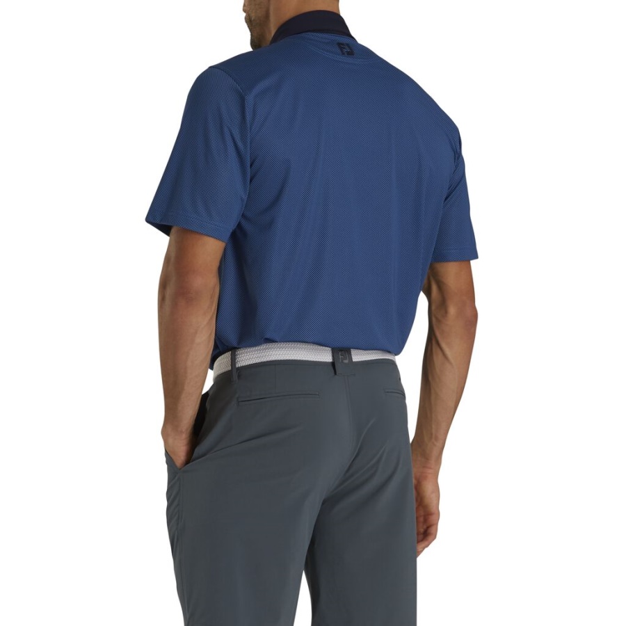 Stretch Lisle Mini Ternet Print Footjoy Danmark Navy