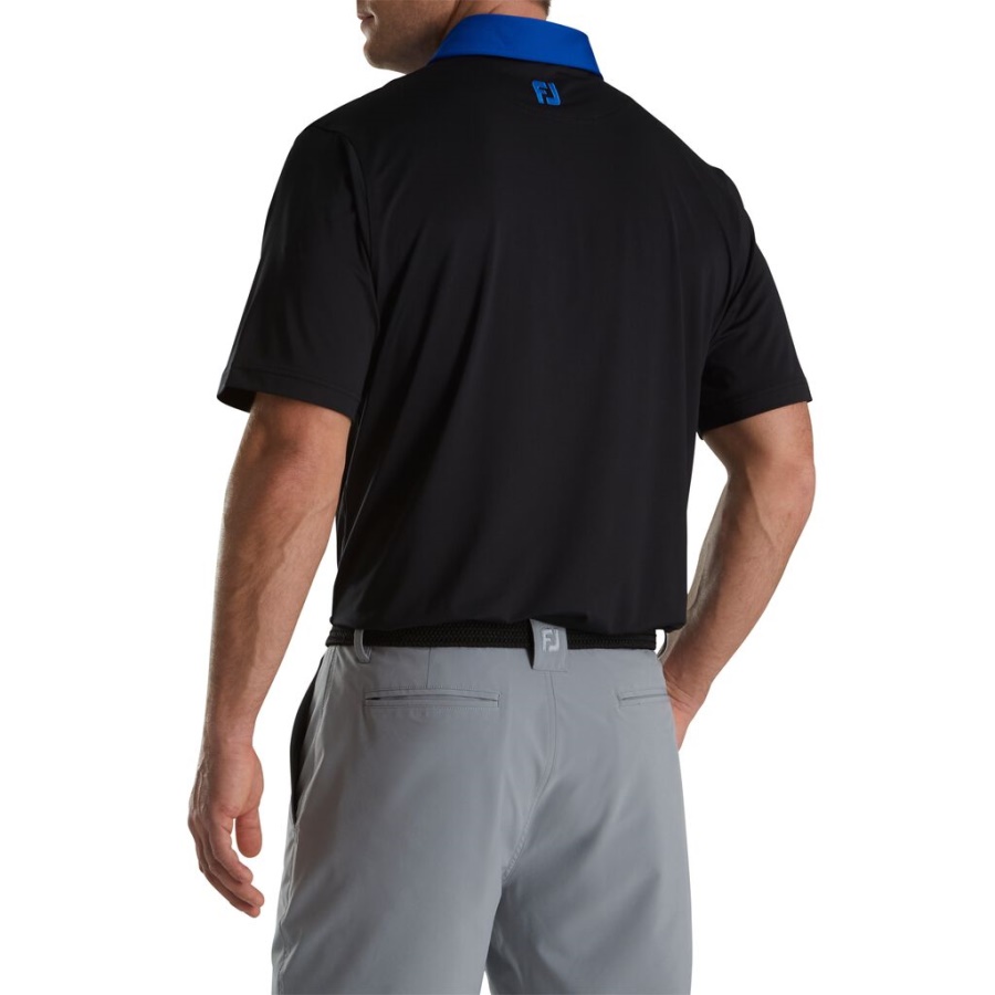 Footjoy Danmark Sort Solid Spiralprint Trim Lisle Self Krave